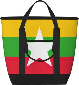 Flag of Myanmar Women's tote bags and reusable women's beach bags are suitable for travel insulation and cooling bags.