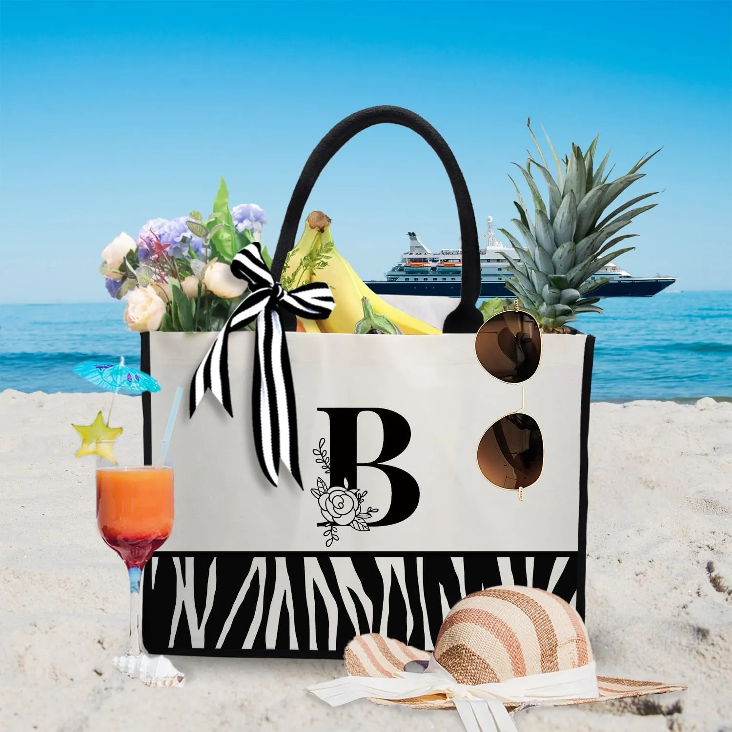 FOURTH WING Initial Canvas Tote Bag,Personalized Gifts Tote Bags for Women Moms,Teachers,Friends,Birthdays,Beaches,Wedding