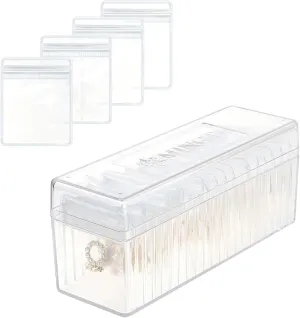 Frebeauty Acrylic Jewelry Box Jewelry Organizer with 20 Bags,Clear Jewelry Box Earring Holder with 20 Portable Jewelry Bag,Travel Jewelry Bags for Rings Necklace for Women(transparent)