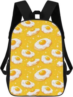 Fried Eggs 17 Inch Shoulder Backpack Fashion Laptop Bag Travel Daypack for Camping Hiking