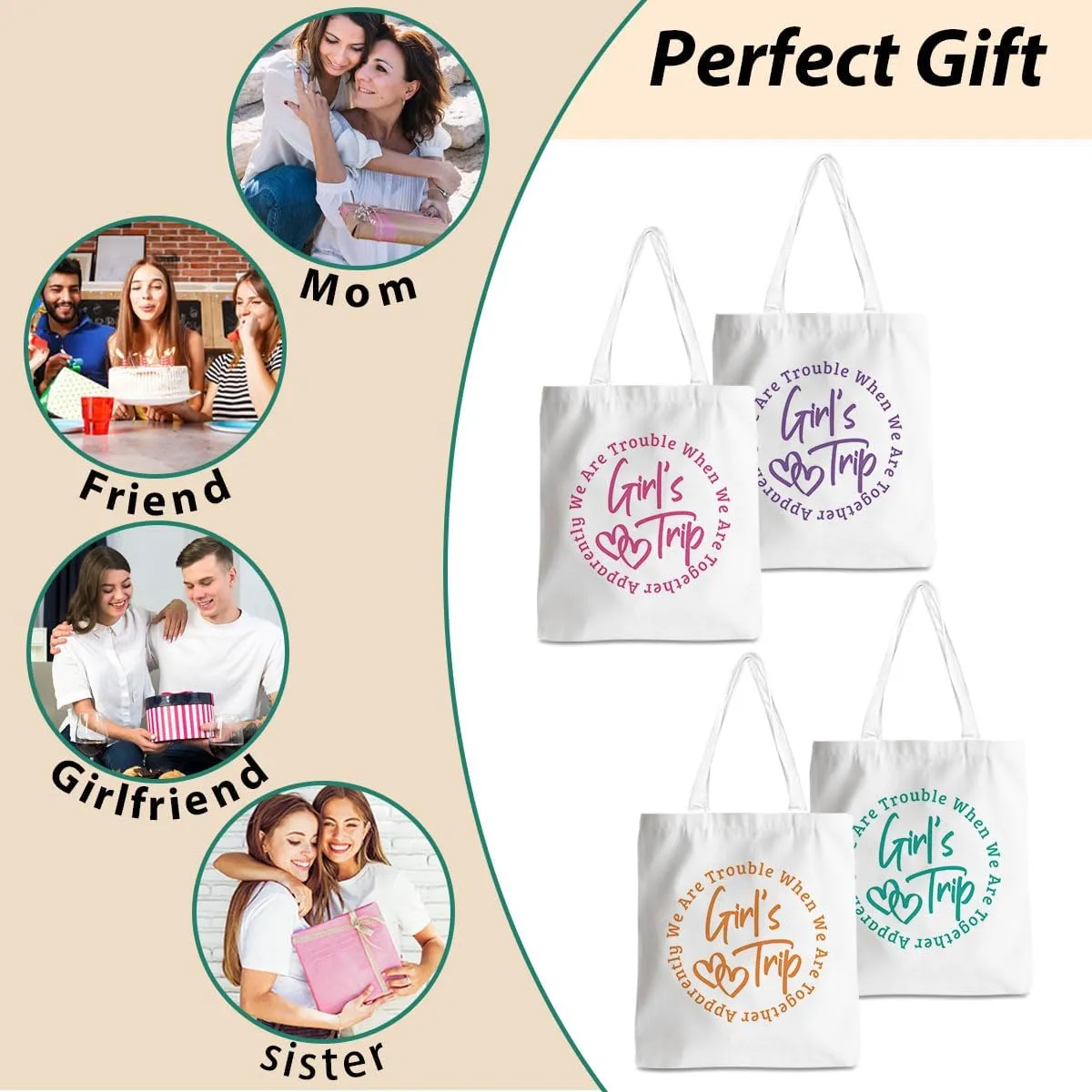 Friend Trip Gifts Favors 2025, Sister Weekend Gifts Tote Bag Goodie Gifts, Bestie Gifts Vacation Weekend Bag Friendship Gifts