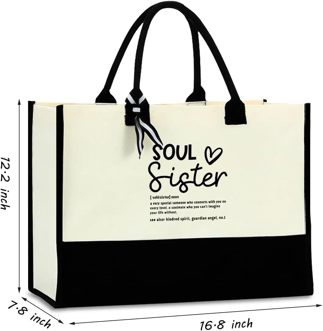 Friendship Gifts Work Besties Soul Sister Gifts for Women, Thank You Gifts Waterproof Tote Bag Beach Bag, Sunshine Gifts