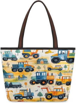 Fruit Peach Print Tote Bag with Zipper 15 Inch Canvas Tote Bag for Women Shoulder Handbag