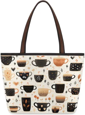 Fruit Peach Print Tote Bag with Zipper 15 Inch Canvas Tote Bag for Women Shoulder Handbag