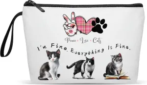 Fullrainbow Cute Cat Makeup Bag for Women Cat Gifts for Cat Lover Cat Mom Gifts for Women Cat Lover Gifts for Women (Cute Cat Makeup Bag)