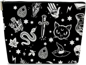 Funny Cosmetic Bags - Skeleton Skull Spooky Makeup Bags - Gothic Pattern