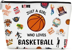 Funny Girl Loves Basketball Cosmetic Bag for Women, Basketball Gifts, Basketball Lovers Gifts Makeup Bag Cosmeticcase for Sport Basketball Coach Teacher Her Birthday Friendship Christmas