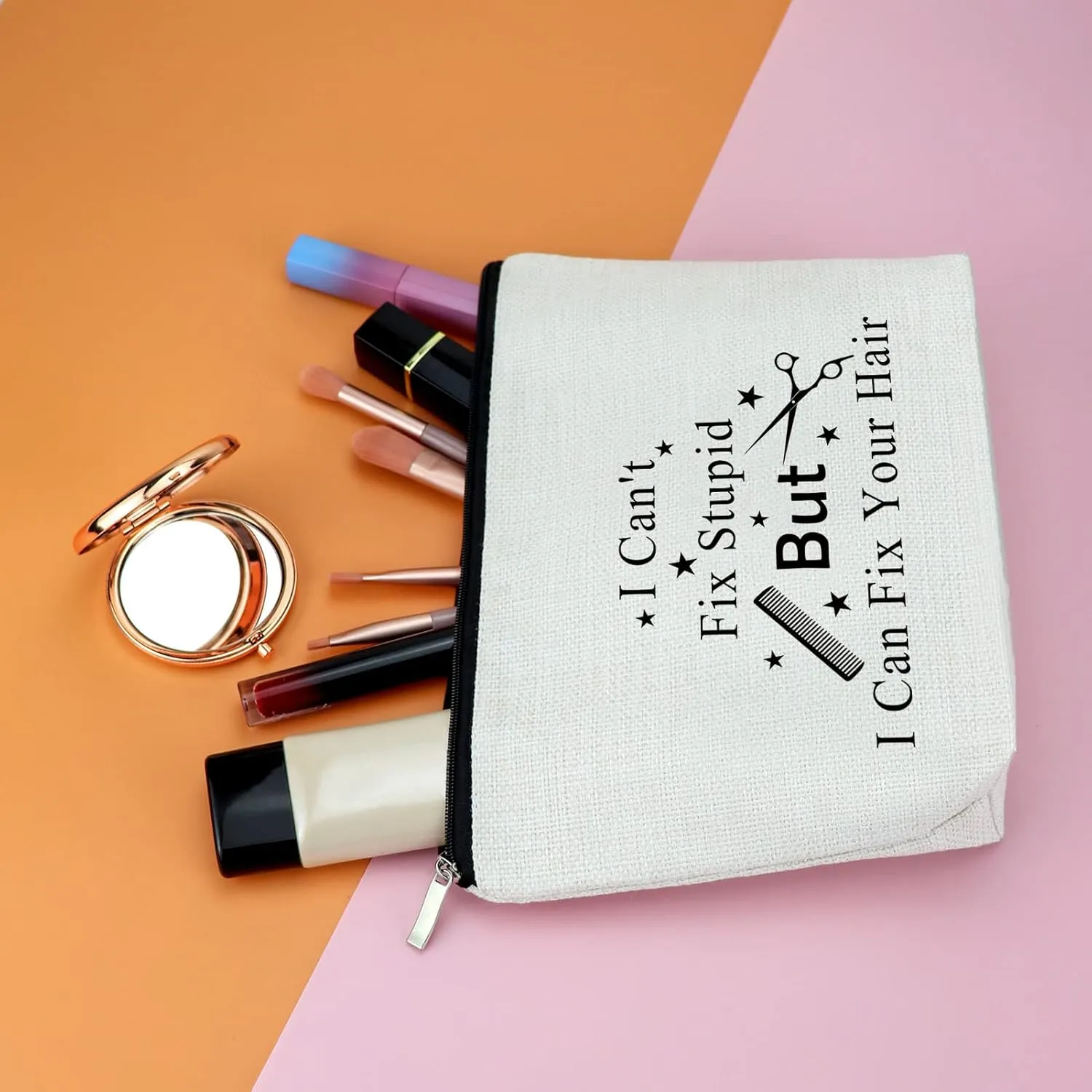 Funny Hair Stylist Gift Makeup Bag Hairdresser Gift for Women Cosmetic Bag Hairdresser Appreciation Gift Inspirational Birthday Hair Stylist Gift Christmas Wedding Gift for Hairstylist Makeup Pouch