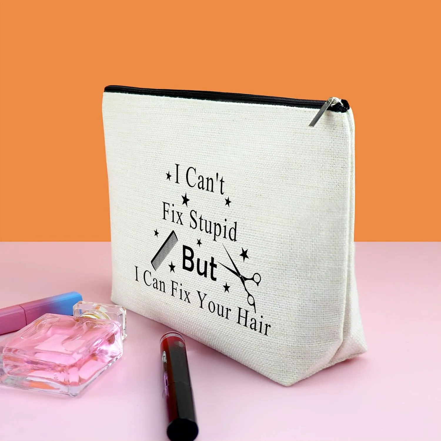 Funny Hair Stylist Gift Makeup Bag Hairdresser Gift for Women Cosmetic Bag Hairdresser Appreciation Gift Inspirational Birthday Hair Stylist Gift Christmas Wedding Gift for Hairstylist Makeup Pouch