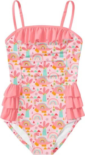 Funnycokid Girls Swimsuit One Piece Cute Bathing Suit Little Kids Swimwear 3-8 Years