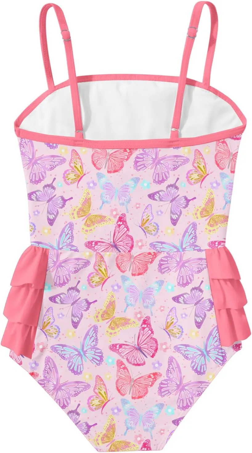 Funnycokid Girls Swimsuit One Piece Cute Bathing Suit Little Kids Swimwear 3-8 Years