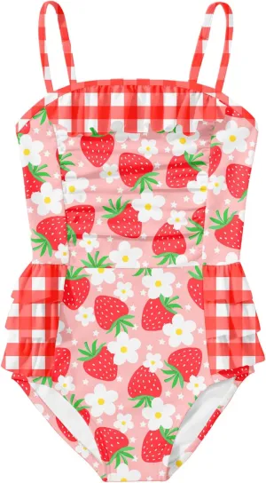 Funnycokid Girls Swimsuit One Piece Cute Bathing Suit Little Kids Swimwear 3-8 Years