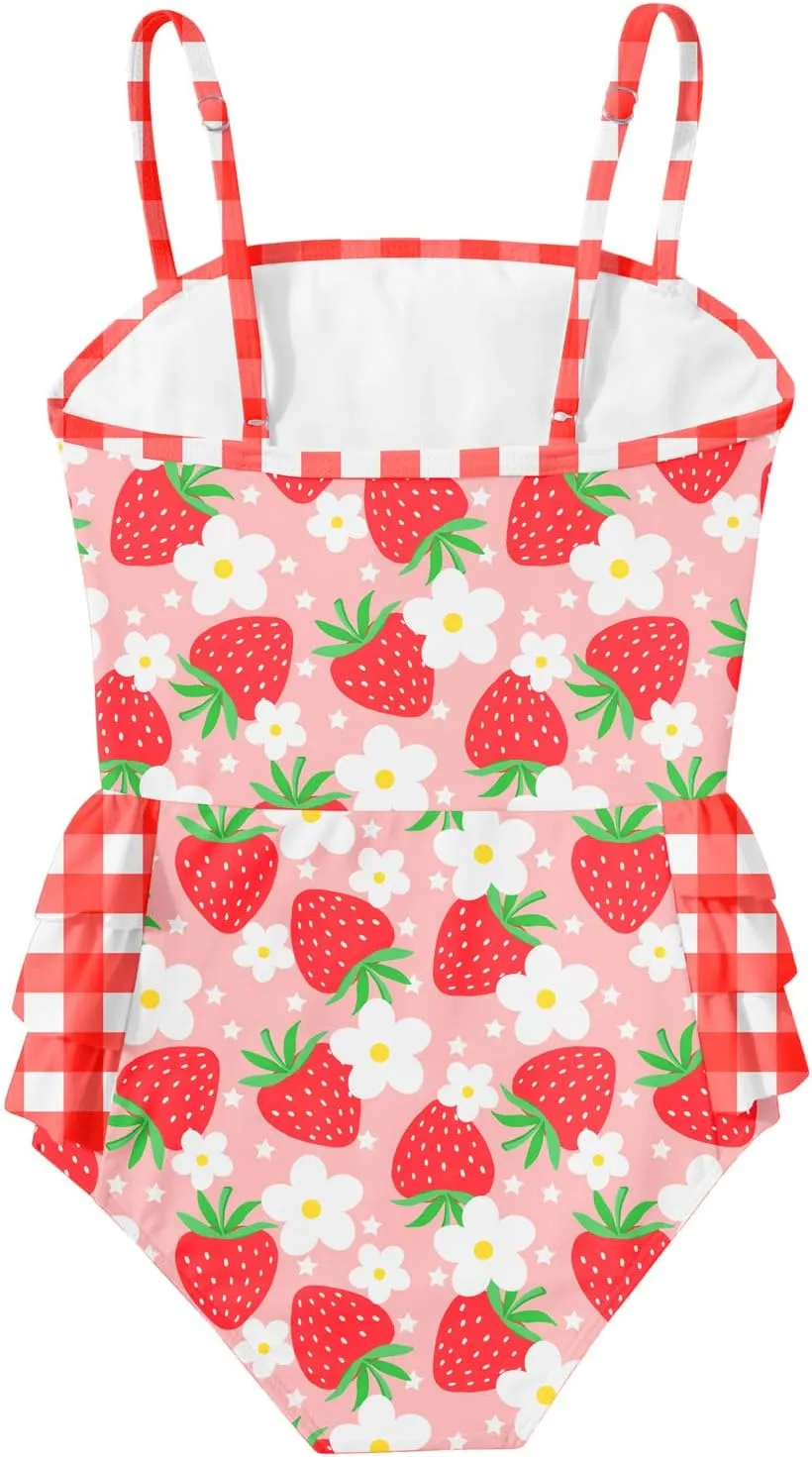 Funnycokid Girls Swimsuit One Piece Cute Bathing Suit Little Kids Swimwear 3-8 Years