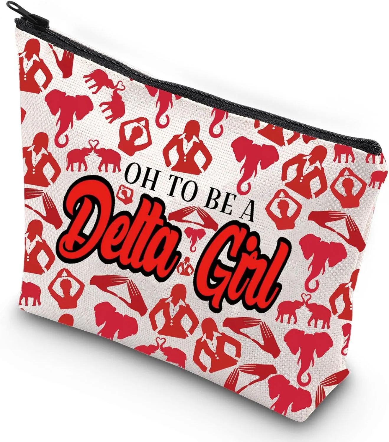G2TUP Elephant Sorority Makeup Bag Oh To Be A Girl Cosmetic Pouch with Zippered Pocket for Women Girls (Oh To Be-new)