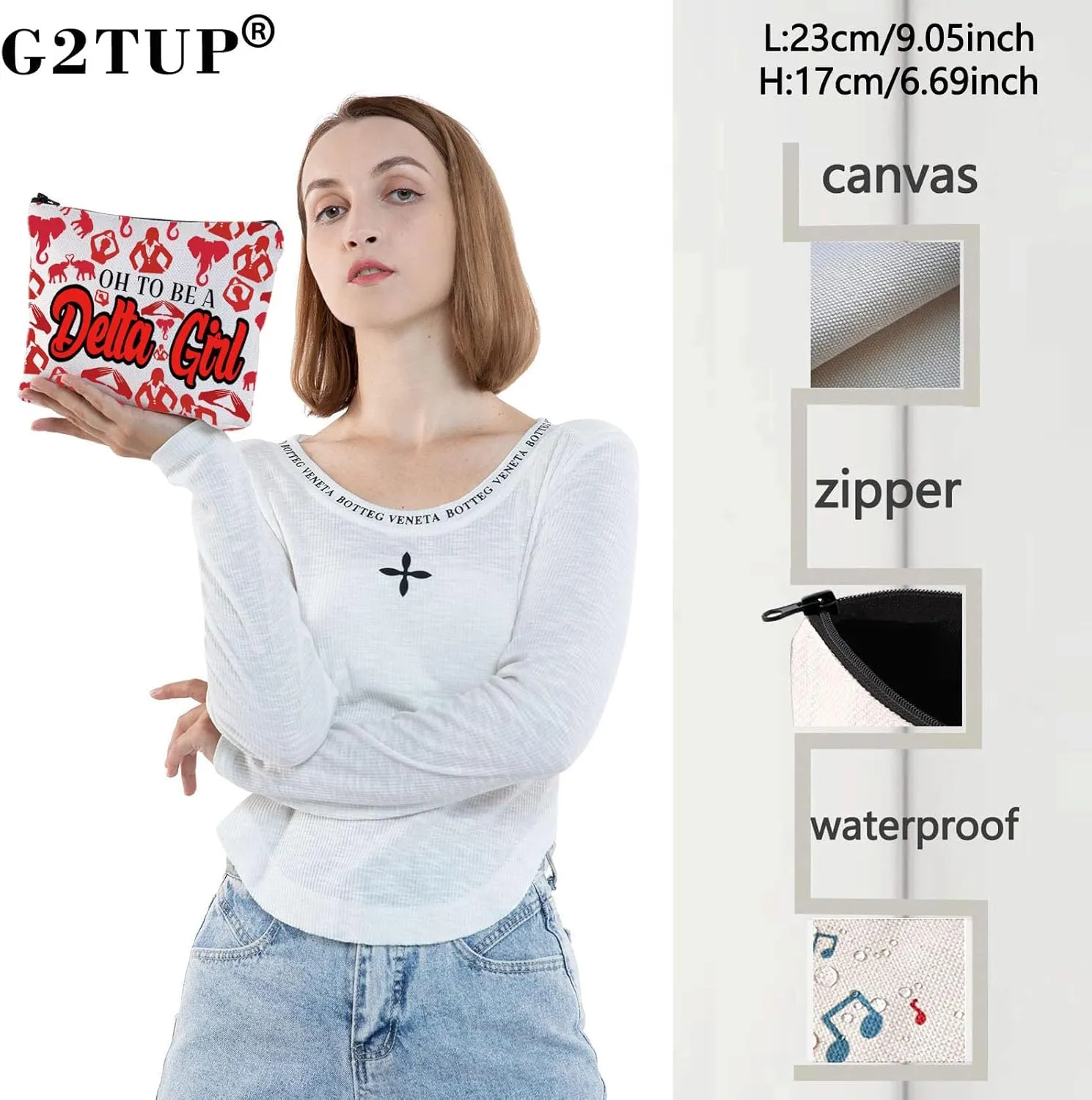G2TUP Elephant Sorority Makeup Bag Oh To Be A Girl Cosmetic Pouch with Zippered Pocket for Women Girls (Oh To Be-new)