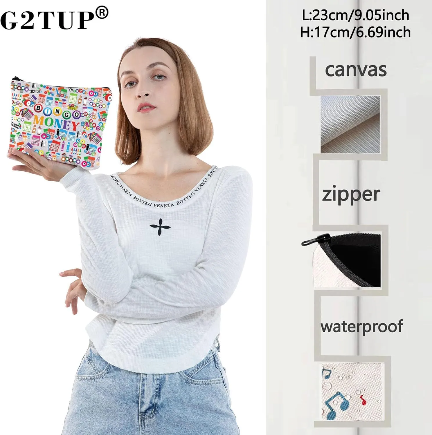 G2TUP Funny Bingo Game Lover Gift Money Zipper Bag Casino Gambling Toiletry Bag