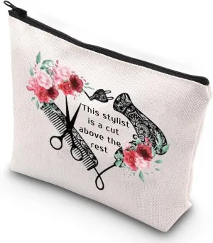 G2TUP Hairdresser Cosmetologist Gift for Hair Stylist Women Cosmetic Bag Barber Floral Pouch This Stylist is a Cut Above the Rest (Hair Stylist)