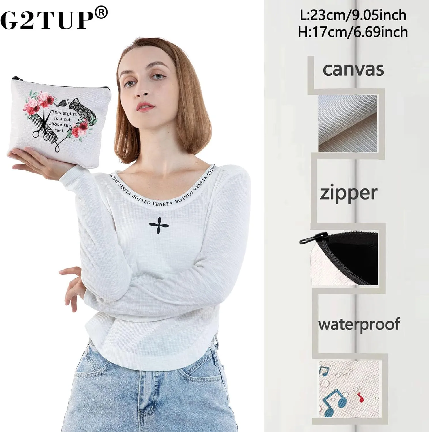 G2TUP Hairdresser Cosmetologist Gift for Hair Stylist Women Cosmetic Bag Barber Floral Pouch This Stylist is a Cut Above the Rest (Hair Stylist)