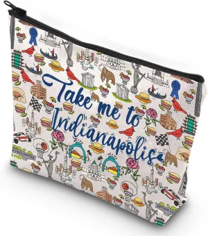 G2TUP Indianapolis Indiana Travel Cosmetic Bag Indianapolis Landmarks Souvenirs Gift Take Me To Indianapolis Zipper Pouch Bag Indianapolis Merch (Indianapolis)