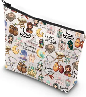 G2TUP Islamic Religion Cosmetic Makeup Bag Muslim Gift Reading Quran Zipper Pouch Bag Islamic Muslim Merchandise (Reading Quran)