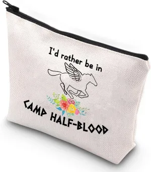 G2TUP Orange Horse Inspired Makeup Bag Book Lover Cosmetic Bag I'd Rather Be In Camp Half-blood Makeup Bag (In Camp)