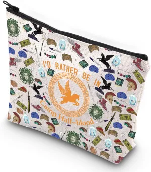G2TUP Orange Horse Inspired Makeup Bag Book Lover Cosmetic Bag I'd Rather Be In Camp Half-blood Makeup Bag (Rather in Camp N)