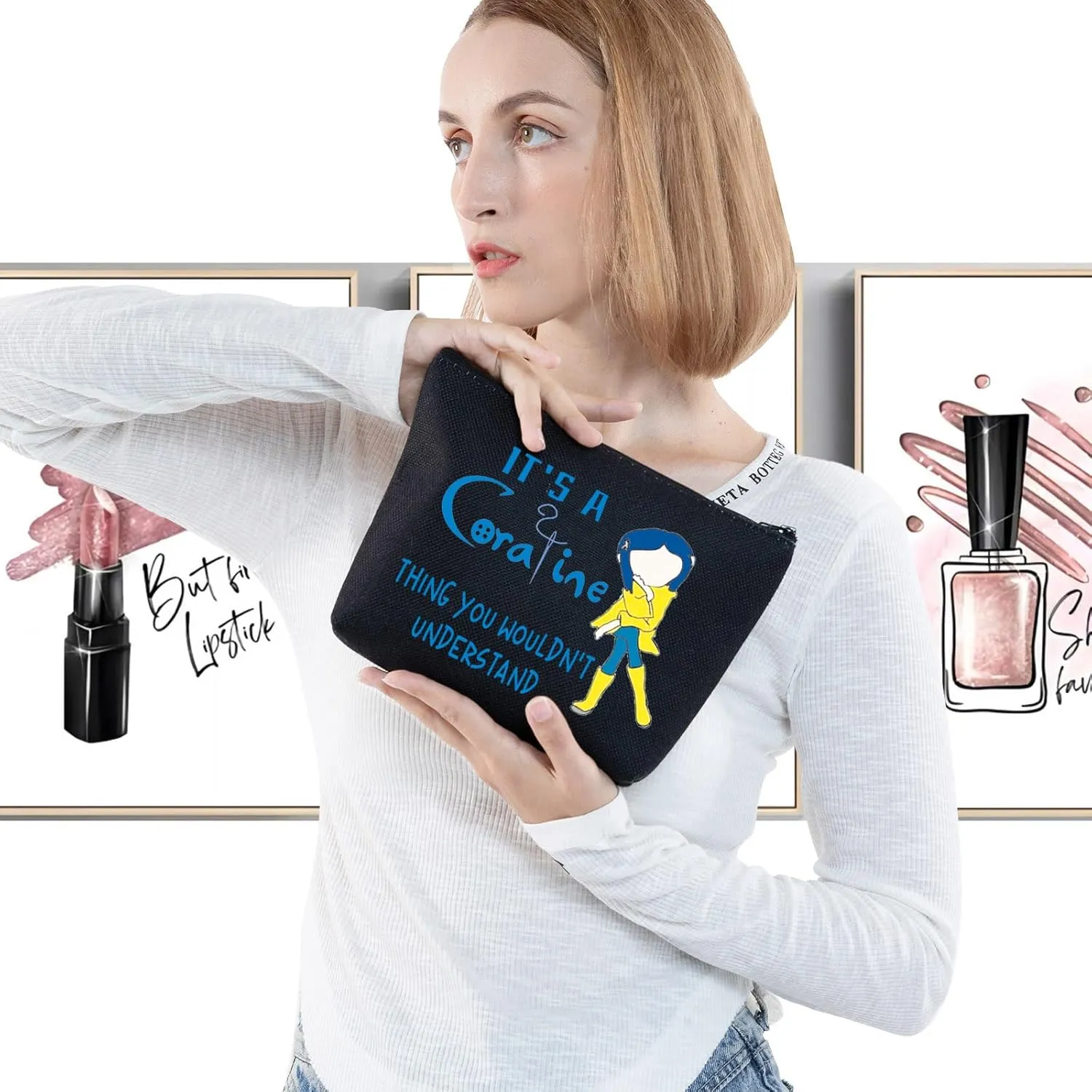 G2TUP Zombie Inspired Gifts Burton Fan Travel Cosmetic Bag Horror Movie Cartoon Cosplay Gift Other Mother Organizer (Burton Fan Black)