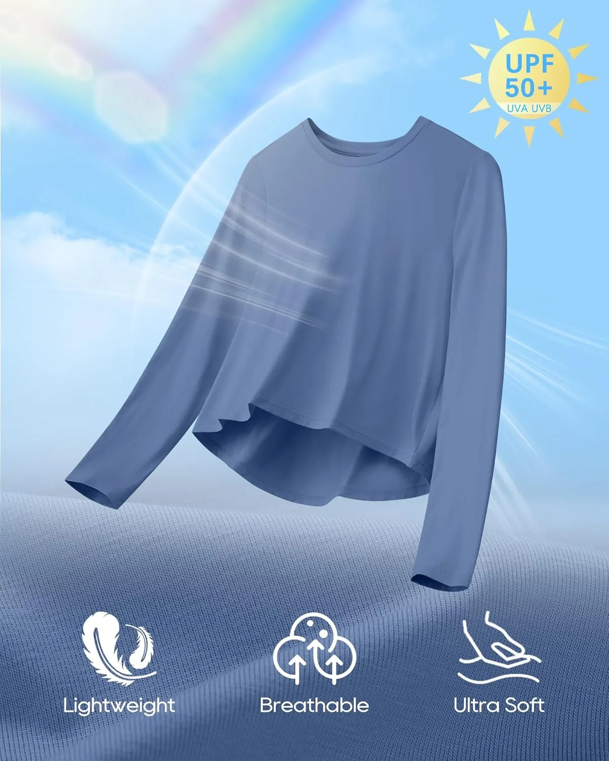 G4Free Long Sleeve Workout Tops for Women Sun Shirts Crop Tops UPF 50  Hiking Running Athletic Lightweight