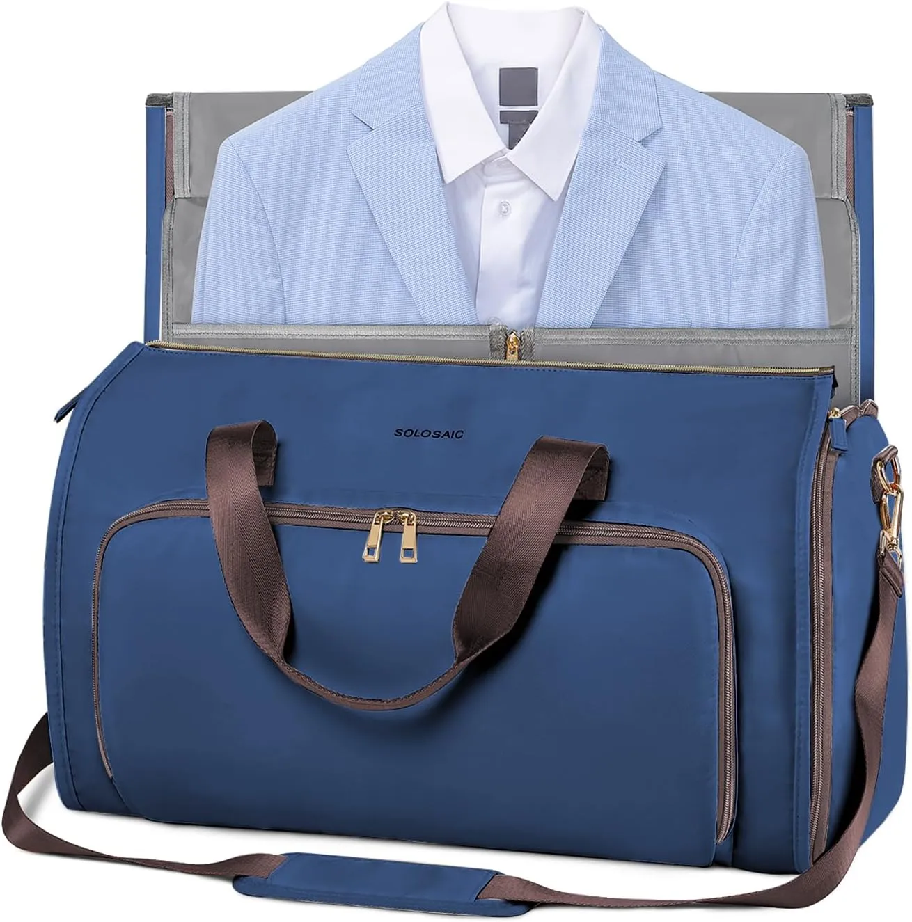 Garment Bags for Travel, Convertible Garment Bag with Detachable Hanging Suit Bag, Carry on Travel Duffel Bag with Shoulder and Backpack Straps, Luggage Dress Bag with 2 Shoes Cover, Men,Women, Blue