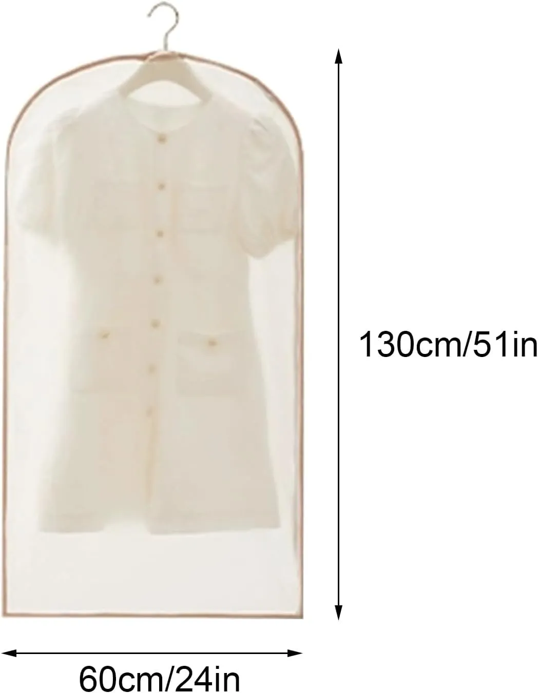 Garment Bags, Plastic Clothes Covers, Translucent Material for Hanging Clothes, Suitable for Jackets, Sweaters, Dresses(Pink,60x130cm x51in)