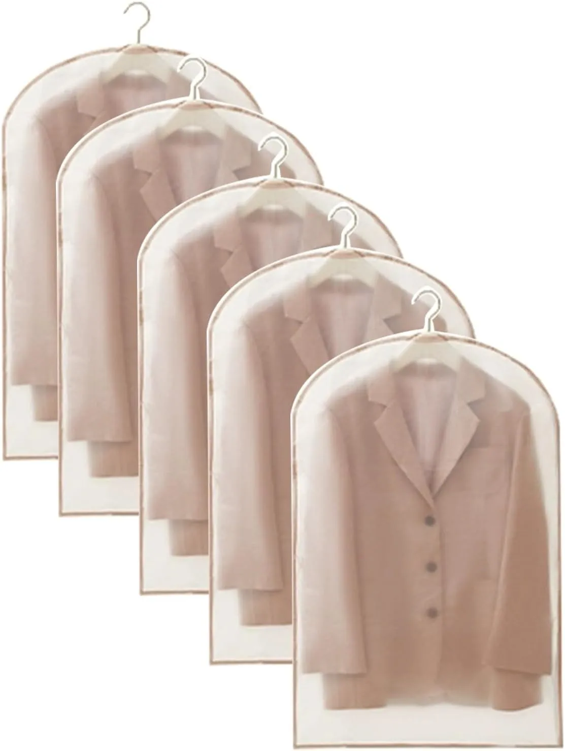 Garment Bags, Plastic Clothes Covers, Translucent Material for Hanging Clothes, Suitable for Jackets, Sweaters, Dresses(Pink,60x90cm x35in)