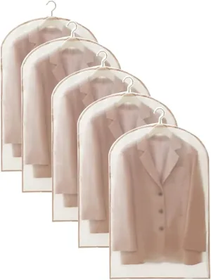 Garment Bags, Plastic Clothes Covers, Translucent Material for Hanging Clothes, Suitable for Jackets, Sweaters, Dresses(Pink,60x90cm x35in)