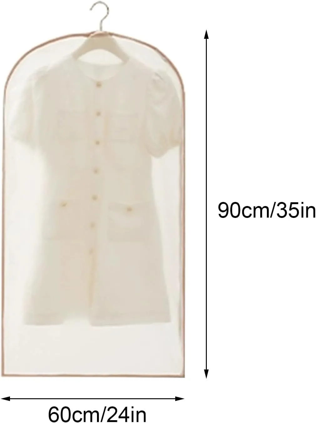 Garment Bags, Plastic Clothes Covers, Translucent Material for Hanging Clothes, Suitable for Jackets, Sweaters, Dresses(Pink,60x90cm x35in)
