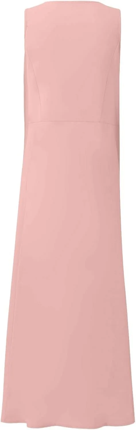 Geleglaer Linen Dresses for Womens Sleeveless Linen Dress Casual Cotton Tank Maxi Dress 2024 Summer Dress