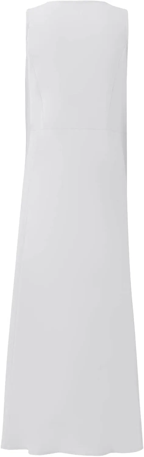 Geleglaer Linen Dresses for Womens Sleeveless Linen Dress Casual Cotton Tank Maxi Dress 2024 Summer Dress