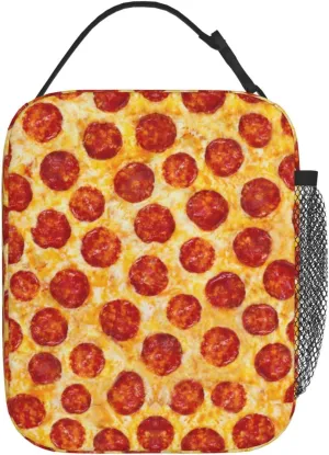 Gianlaima Cute Pizza Food Insulated Lunch Box For Women Man, Portable Lunch Bag Reusable Cooler Tote For Office Work Travel Picnic Camping Beach