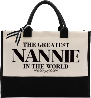 Gift for Grandma Mom, The Greatest Nannie Bag, Canvas Bag Totes for Women Family Members, Mother's Day Gift, Nannie Birthday Gift Idea, Reusable Grocery Bags Shopping Bags Camping Bags, Shoulder Bag