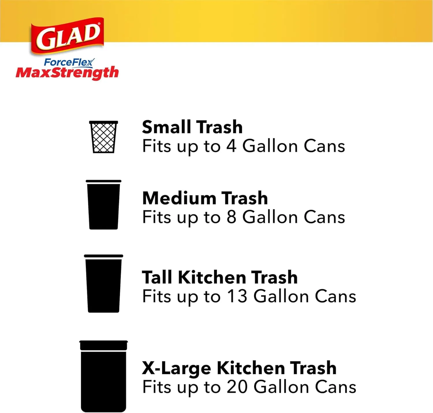Glad ForceFlex MaxStrength Tall Kitchen Trash Bags, 13 Gal, Cherry Blossom, 90 Ct, Pack May Vary