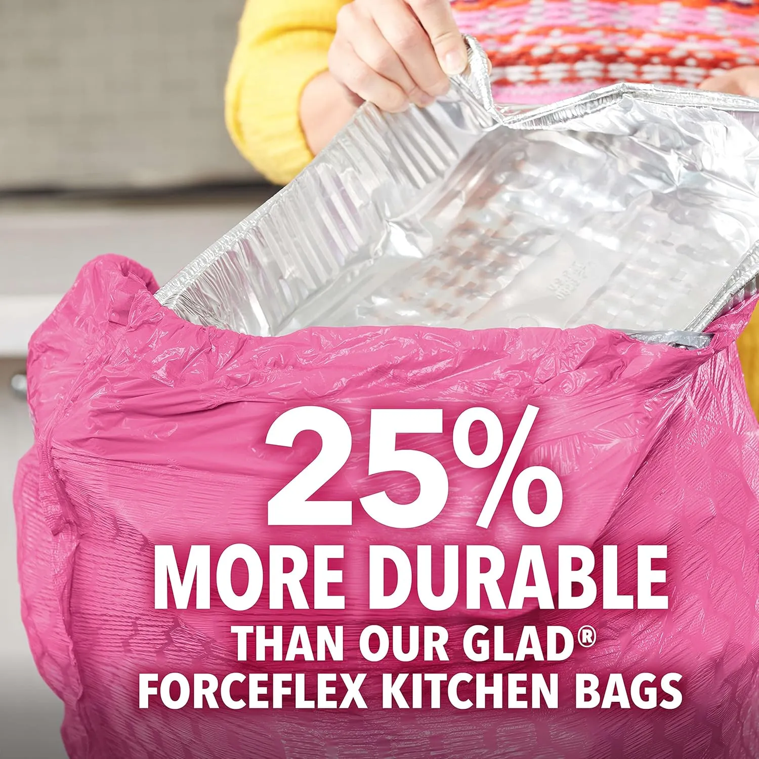 Glad ForceFlex MaxStrength Tall Kitchen Trash Bags, 13 Gal, Cherry Blossom, 90 Ct, Pack May Vary