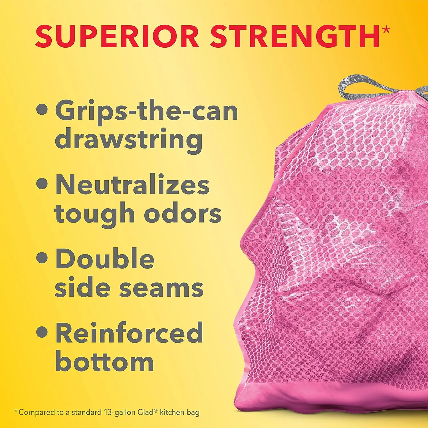Glad ForceFlex MaxStrength Tall Kitchen Trash Bags, 13 Gal, Cherry Blossom, 90 Ct, Pack May Vary