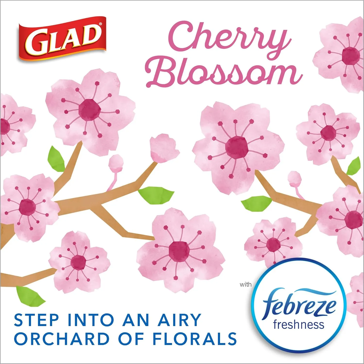 Glad ForceFlex MaxStrength Tall Kitchen Trash Bags, 13 Gal, Cherry Blossom, 90 Ct, Pack May Vary