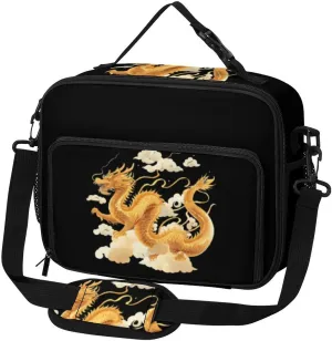 Golden Chinese Dragon with Clouds Large Insulated Lunch Bag Reusable Lunch Cooler Bags Tote for Work Picnic Outdoor