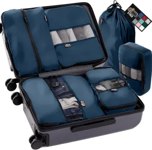 GORILLA GRIP 6 Set Packing Cubes, Travel Essentials for Suitcase, Mesh Organizer Bags for Clothes Toiletries Shoes and Laundry, Luggage and Carry On Airplane Accessories, Traveling Must Haves Navy