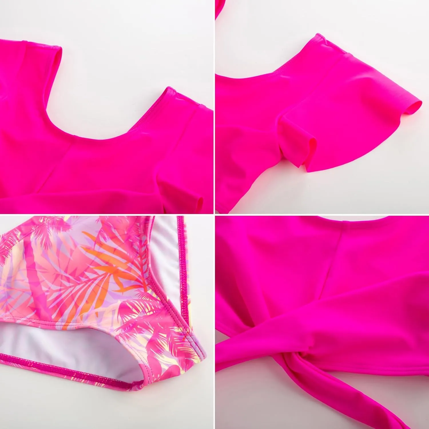 GRACE KARIN Girls Swimsuit 3 Piece Bathing Suit Tween Girls Criss Corss Tankini Bikini Floral Beach Swimwear Size 6-14Y