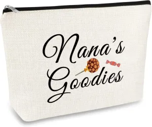 Grandma Gift Nana's Goodies Makeup Bag Mothers Day Gift Grandma Birthday Gifts Cosmetic Bag Halloween Christmas Gift for Grandma Grandmother Nana Thanksgiving Day Retirement Gift Travel Toiletry Bag