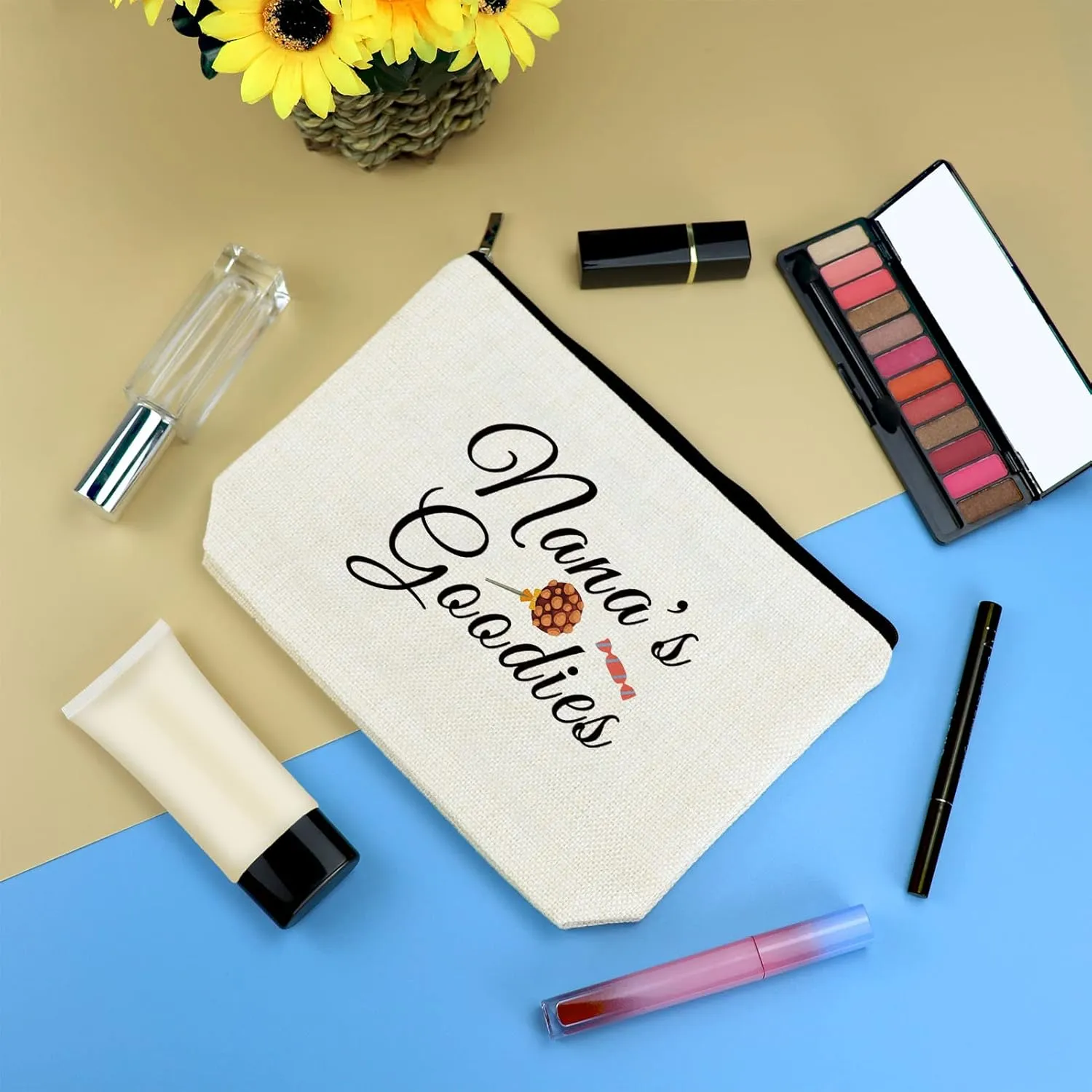 Grandma Gift Nana's Goodies Makeup Bag Mothers Day Gift Grandma Birthday Gifts Cosmetic Bag Halloween Christmas Gift for Grandma Grandmother Nana Thanksgiving Day Retirement Gift Travel Toiletry Bag