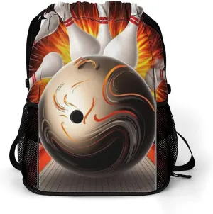 Gym Bag for Women Men Vintage Sport Bowling BallTravel Duffel Bag Large Capacity Sports Drawstring Backpack