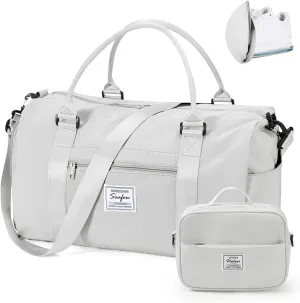 Gym Bag for Women with Shoes Compartment,Small Duffel Bag Sport bag with Toiletry Bag Overnight Travel Tote Bags Weekender Carry on Bag Personal Item Bag for Airlines Grey