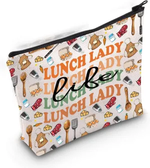 Gzrlyf Retired Lunch Lady Gift Lunch Lady Makeup Bag Cafeteria Worker Thank You Gift Lunch Lady Cosmetic Bag (LUNCH LADY life)