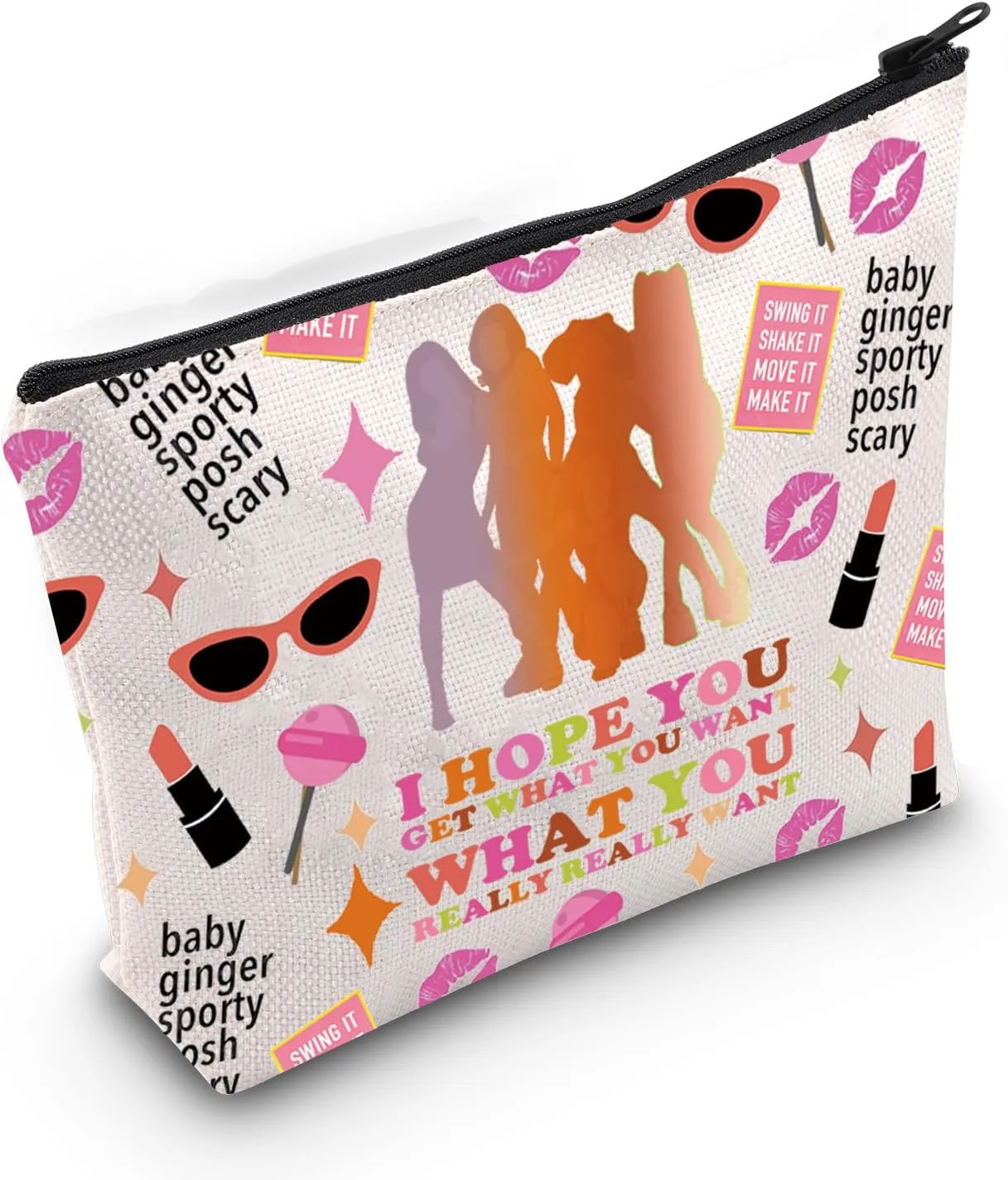 Gzrlyf Spiice Girls Music Inspired Canvas Makeup Bag - Wannabe Zipper Pouch Gift For Women